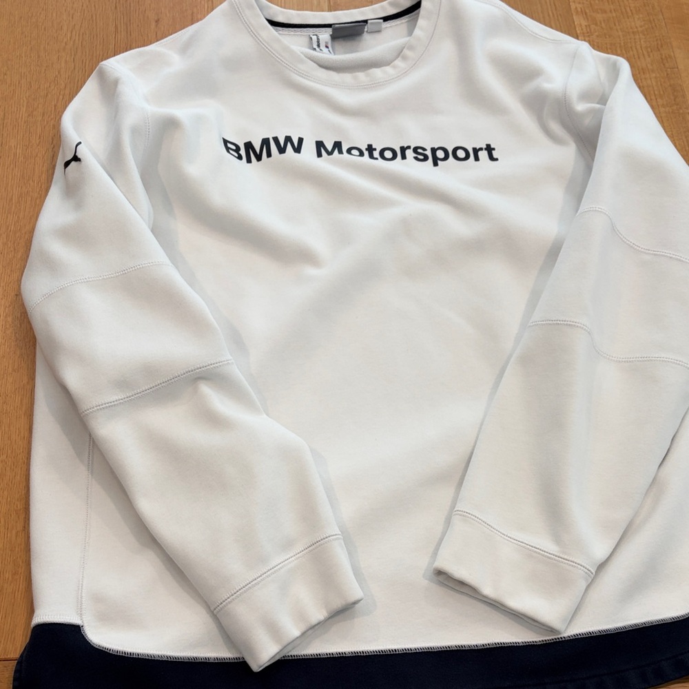 Puma BMW Motorsport White Crewneck with Black Trim